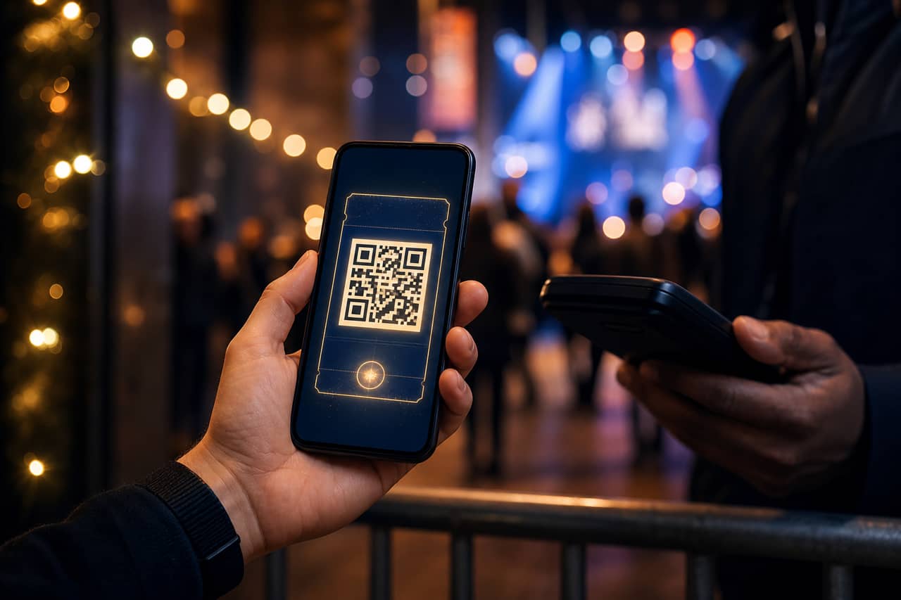 Puhelin näyttää turvallisen lipun QR-koodilla