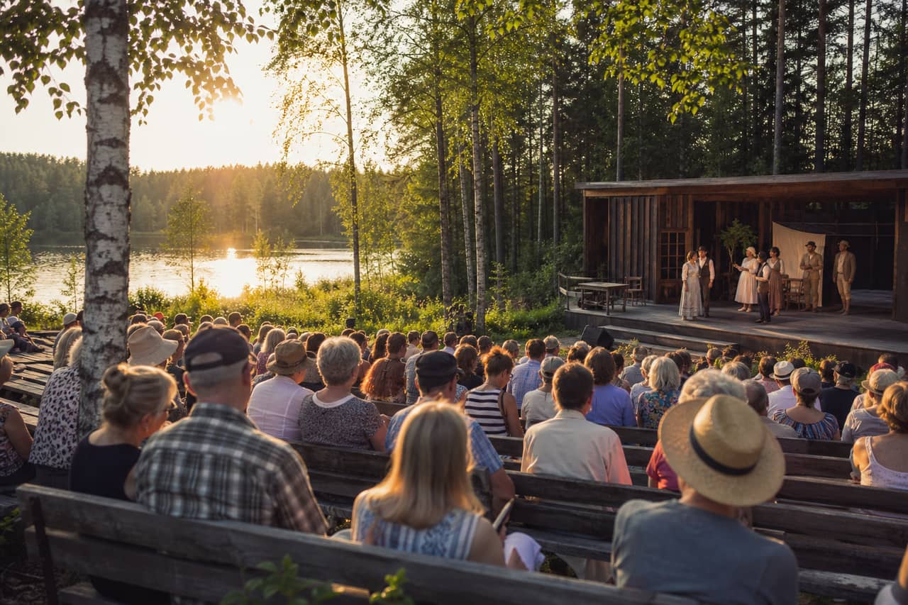 Ulkoilmakesäteatterin näyttämö puiden keskellä